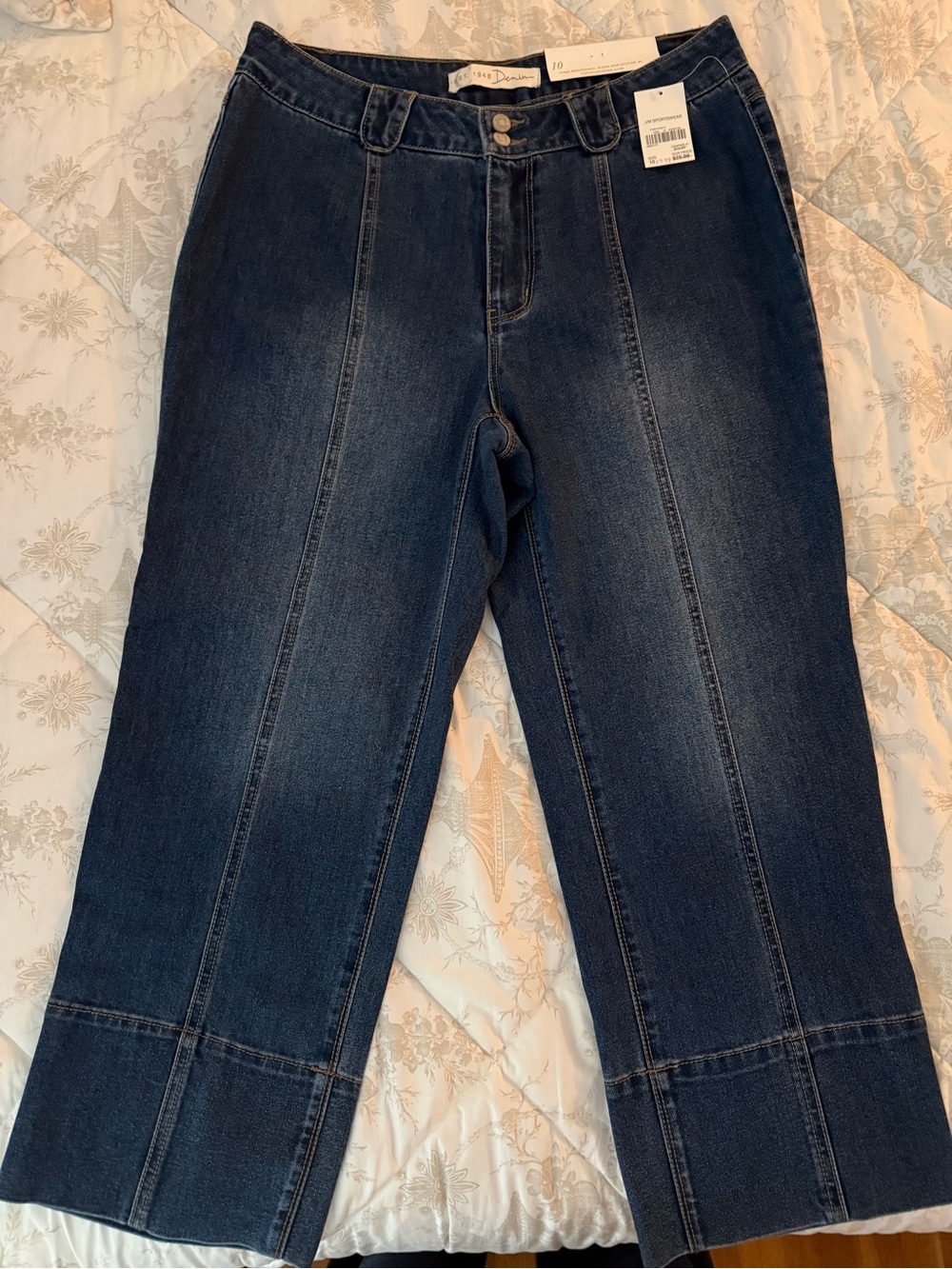 Cato Dark Blue Mid-Rise Cropped Seam Jeans
